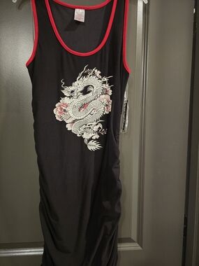 Xhilaration Black Sleeveless Tank Dress with Graphic